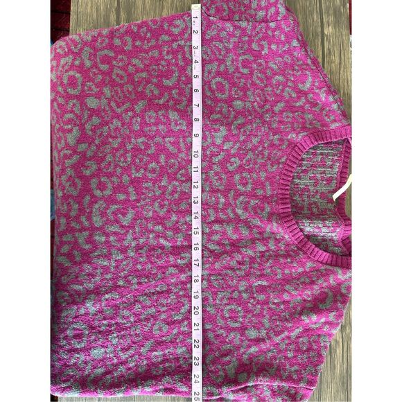 Free People Magenta Alpaca Blend Leopard Animal Print Pull Over Sweater Size S - Picture 8 of 8